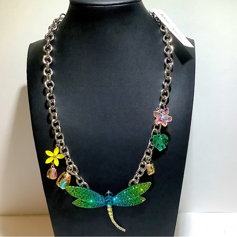 Betsey Johnson Garden Glam Dragonfly Necklace New - Picture 2 of 4